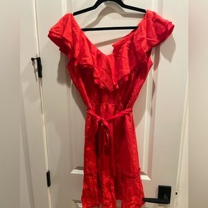 Antonio Melani coral wrap dress with ruffle